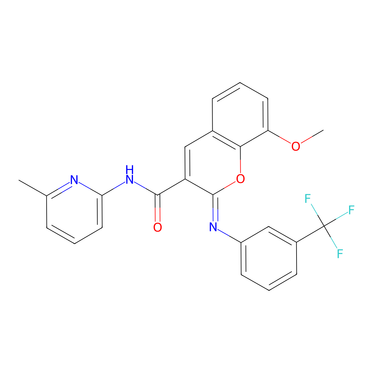 (2Z)-8-methoxy-N-(6-methylpyridin-2-yl)-2-{[3-(trifluoromethyl)phenyl]imino}-2H-chromene-3-carboxamide molecular structure, CAS 1327182-77-3