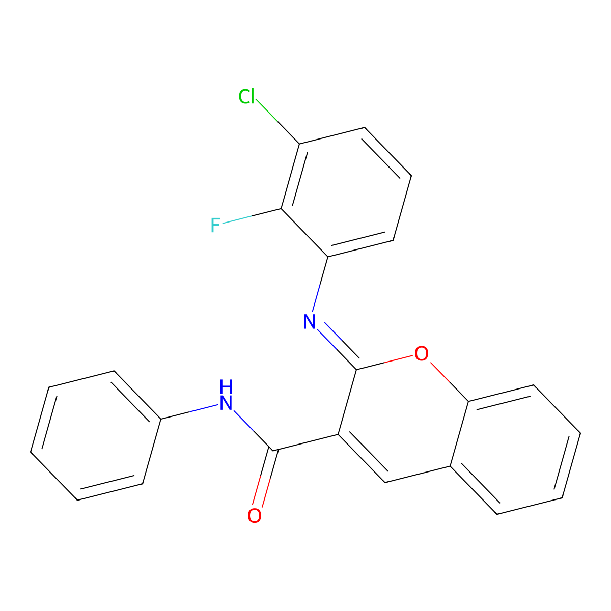 (2Z)-2-[(3-chloro-2-fluorophenyl)imino]-N-phenyl-2H-chromene-3-carboxamide molecular structure, CAS 1327182-87-5