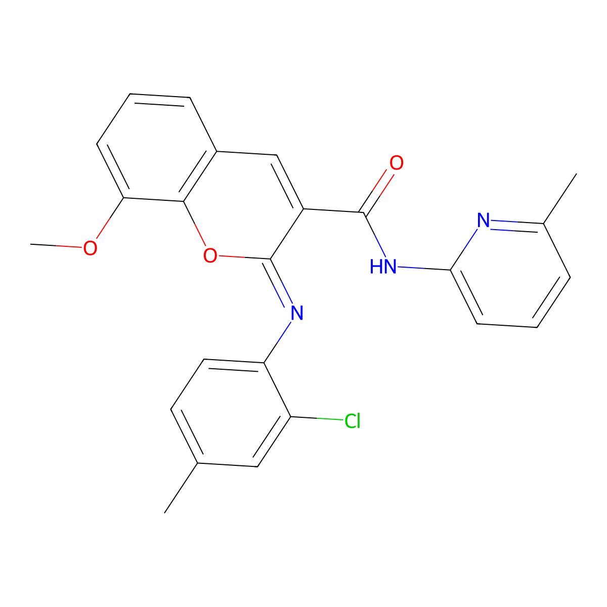 (2Z)-2-[(2-chloro-4-methylphenyl)imino]-8-methoxy-N-(6-methylpyridin-2-yl)-2H-chromene-3-carboxamide molecular structure, CAS 1327182-91-1