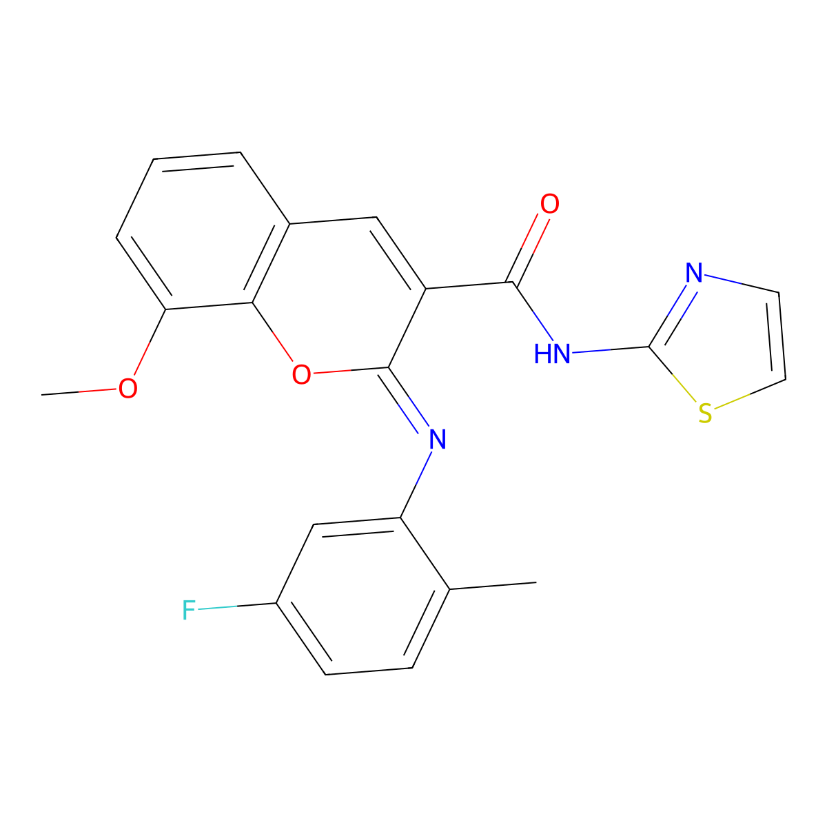 (2Z)-2-[(5-fluoro-2-methylphenyl)imino]-8-methoxy-N-(1,3-thiazol-2-yl)-2H-chromene-3-carboxamide molecular structure, CAS 1327182-94-4