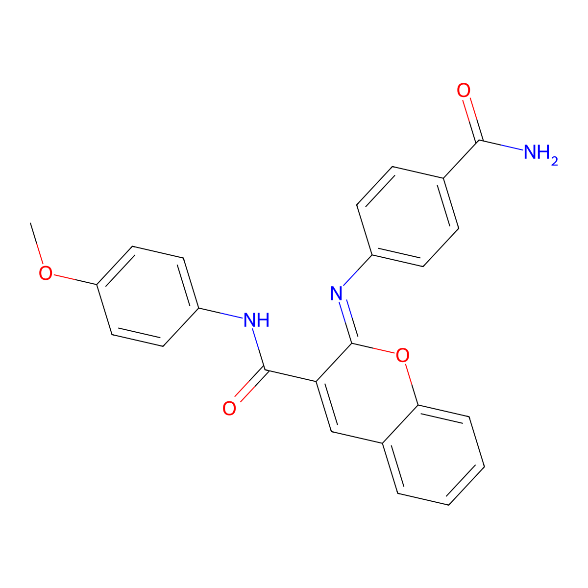 (2Z)-2-[(4-carbamoylphenyl)imino]-N-(4-methoxyphenyl)-2H-chromene-3-carboxamide molecular structure, CAS 1327183-08-3