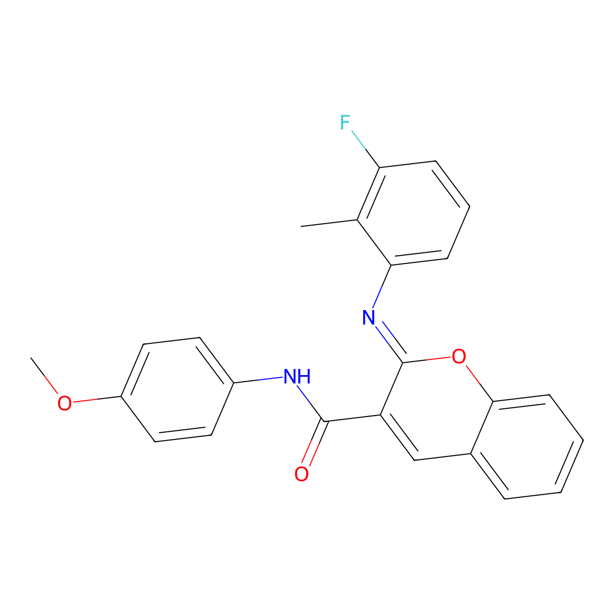 (2Z)-2-[(3-fluoro-2-methylphenyl)imino]-N-(4-methoxyphenyl)-2H-chromene-3-carboxamide molecular structure, CAS 1327183-10-7
