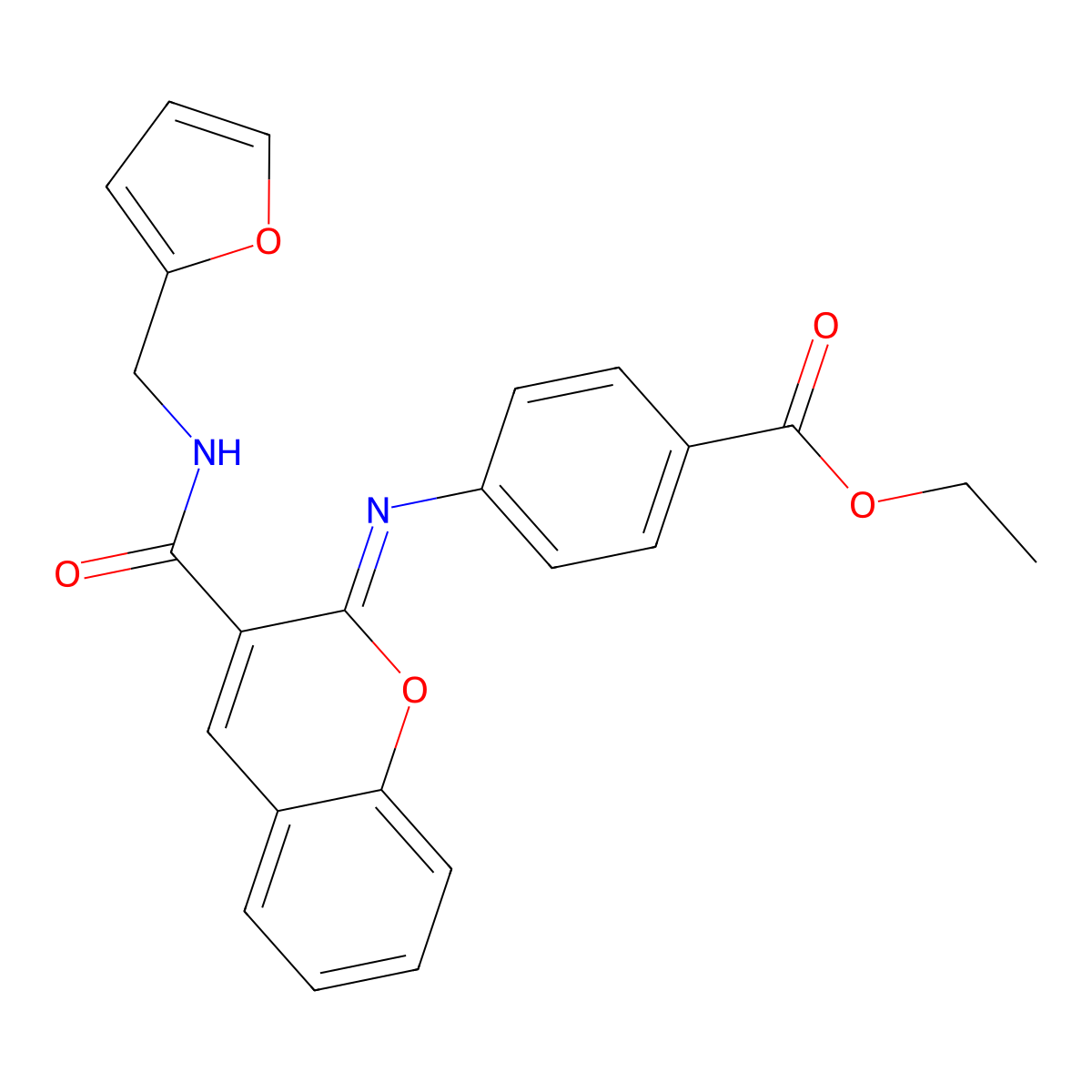 ethyl 4-({(2Z)-3-[(furan-2-ylmethyl)carbamoyl]-2H-chromen-2-ylidene}amino)benzoate molecular structure, CAS 1327183-26-5
