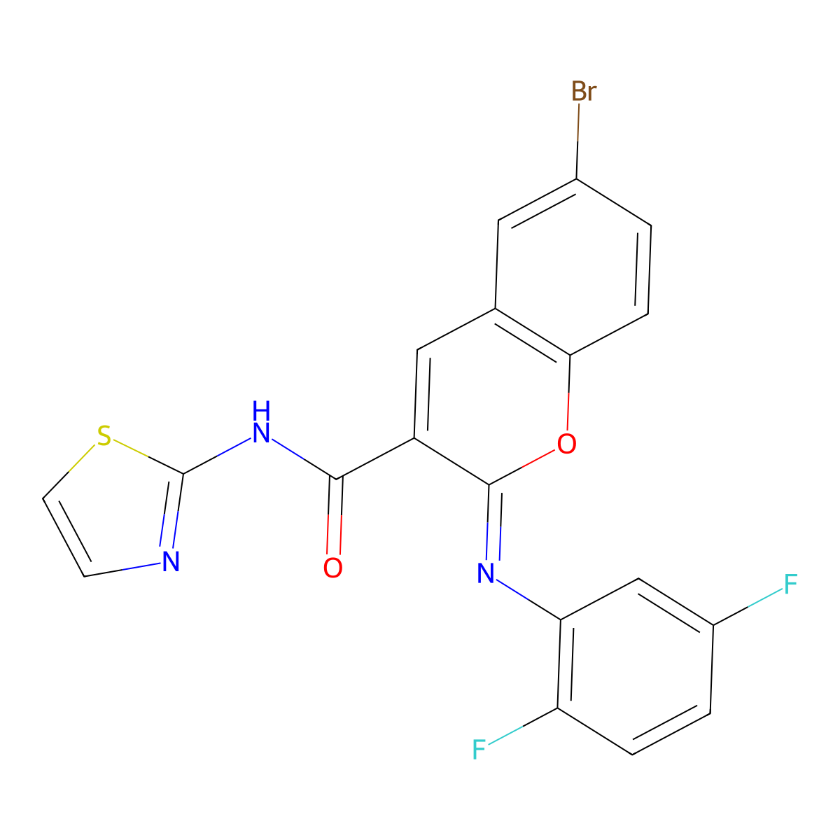 (2Z)-6-bromo-2-[(2,5-difluorophenyl)imino]-N-(1,3-thiazol-2-yl)-2H-chromene-3-carboxamide molecular structure, CAS 1327183-33-4