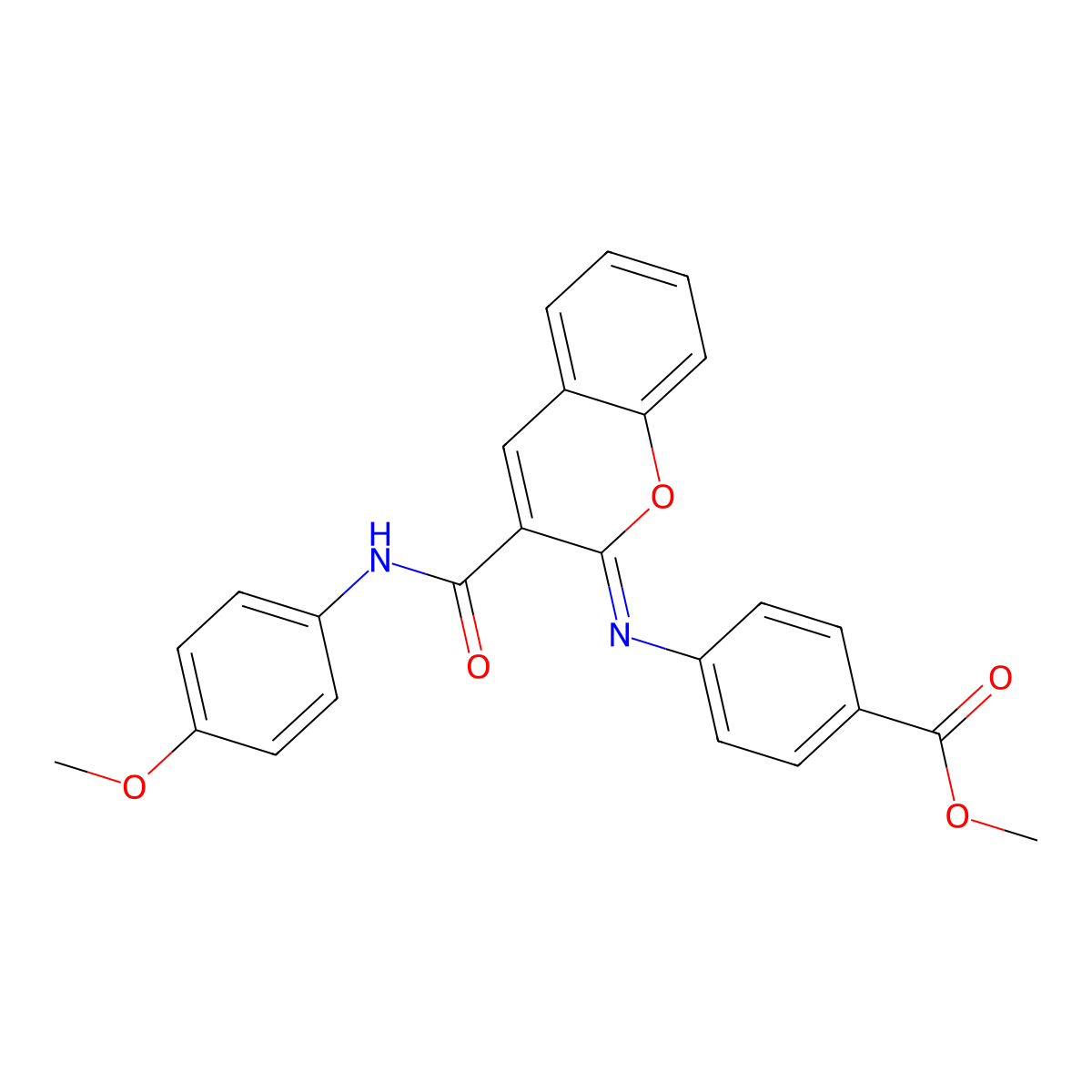 methyl 4-{[(2Z)-3-[(4-methoxyphenyl)carbamoyl]-2H-chromen-2-ylidene]amino}benzoate molecular structure, CAS 1327183-41-4