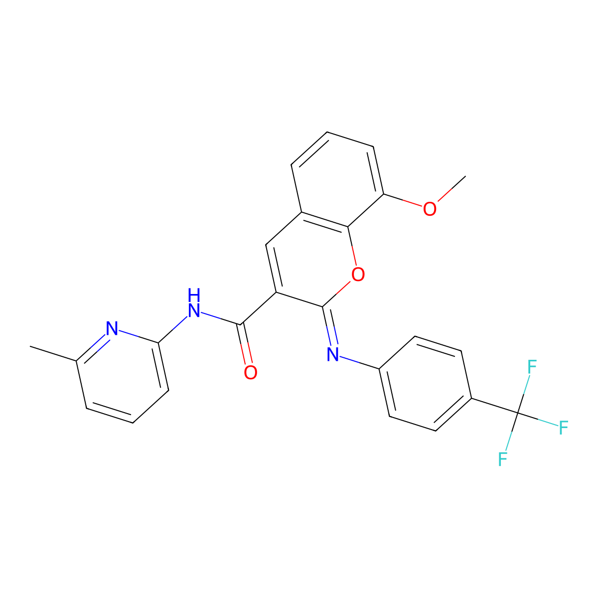 (2Z)-8-methoxy-N-(6-methylpyridin-2-yl)-2-{[4-(trifluoromethyl)phenyl]imino}-2H-chromene-3-carboxamide molecular structure, CAS 1327183-44-7
