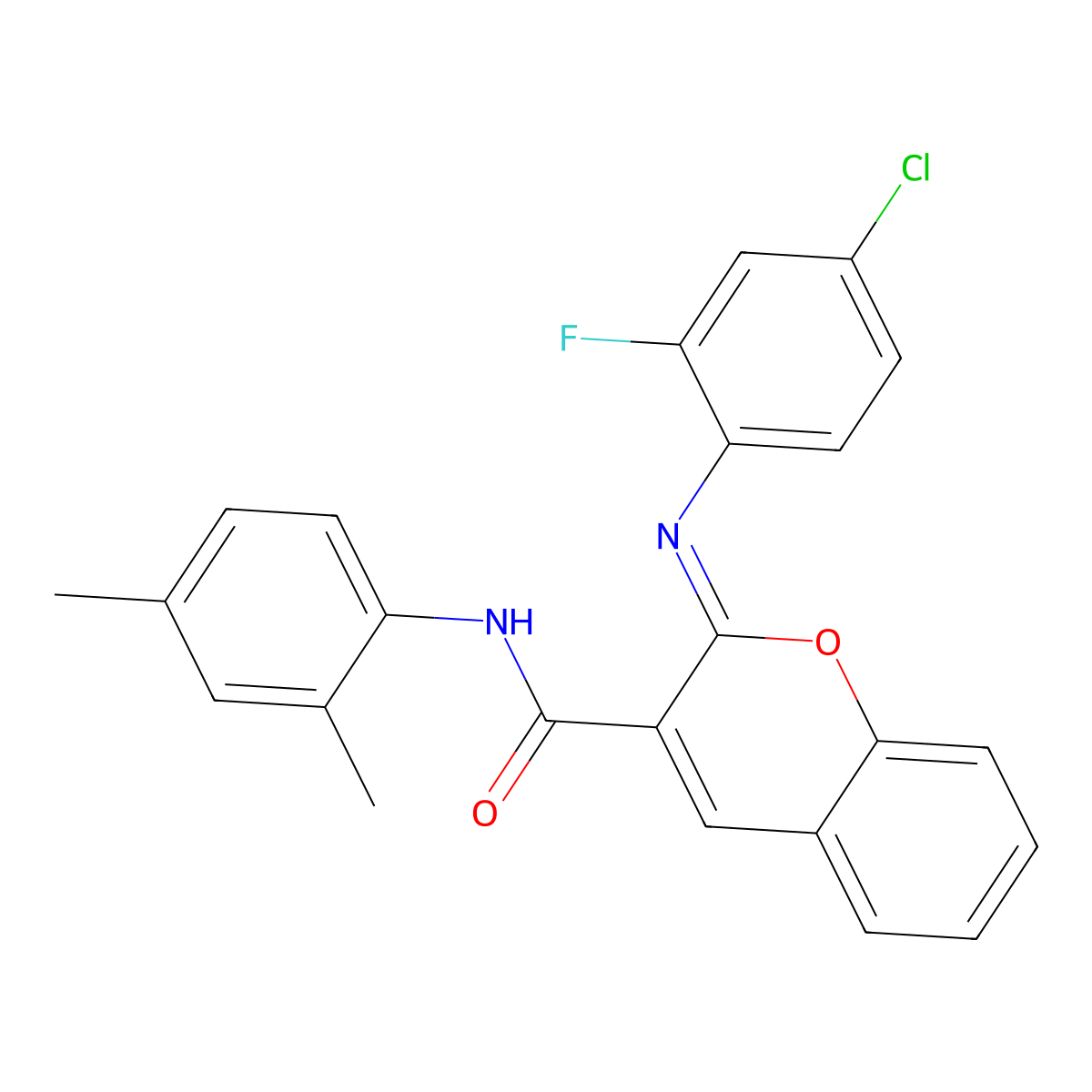 (2Z)-2-[(4-chloro-2-fluorophenyl)imino]-N-(2,4-dimethylphenyl)-2H-chromene-3-carboxamide molecular structure, CAS 1327183-49-2