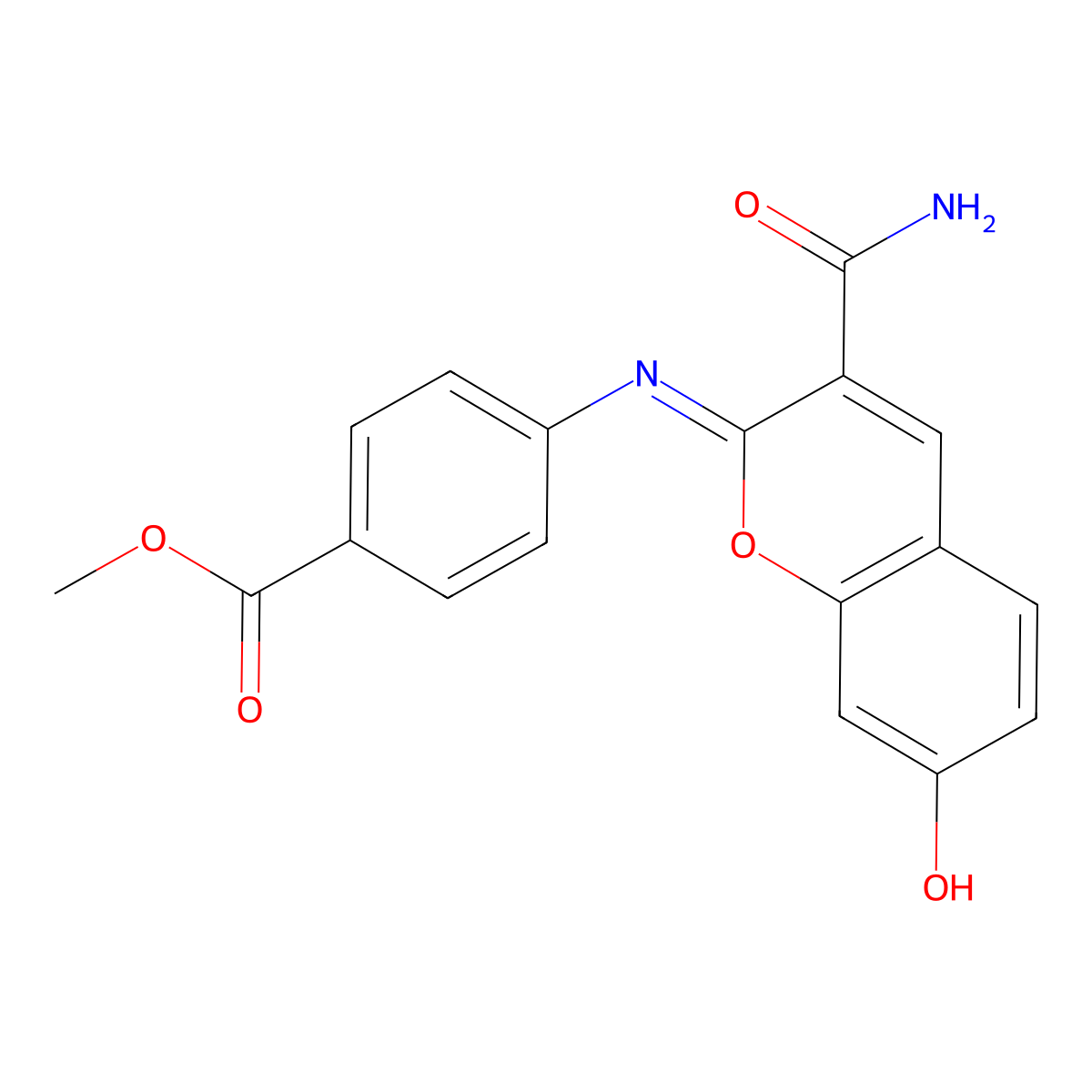 methyl 4-{[(2Z)-3-carbamoyl-7-hydroxy-2H-chromen-2-ylidene]amino}benzoate molecular structure, CAS 1327183-50-5