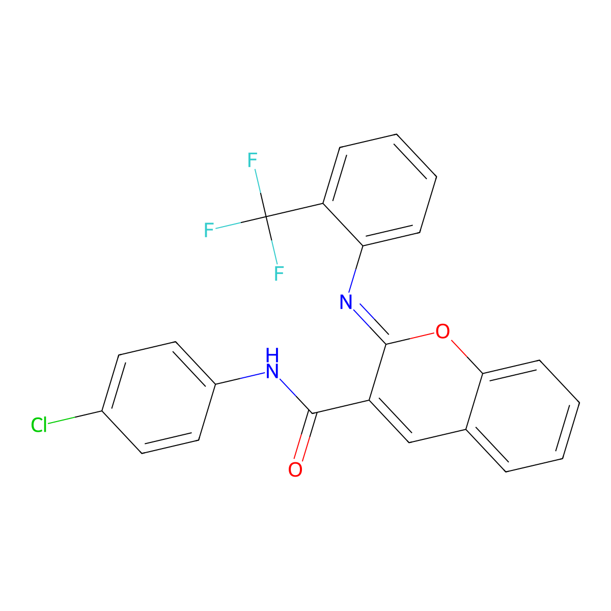 (2Z)-N-(4-chlorophenyl)-2-{[2-(trifluoromethyl)phenyl]imino}-2H-chromene-3-carboxamide molecular structure, CAS 1327183-63-0