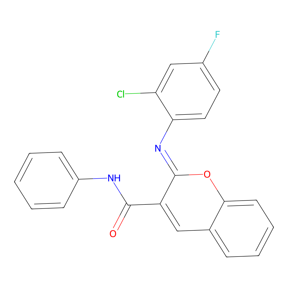 (2Z)-2-[(2-chloro-4-fluorophenyl)imino]-N-phenyl-2H-chromene-3-carboxamide molecular structure, CAS 1327183-66-3