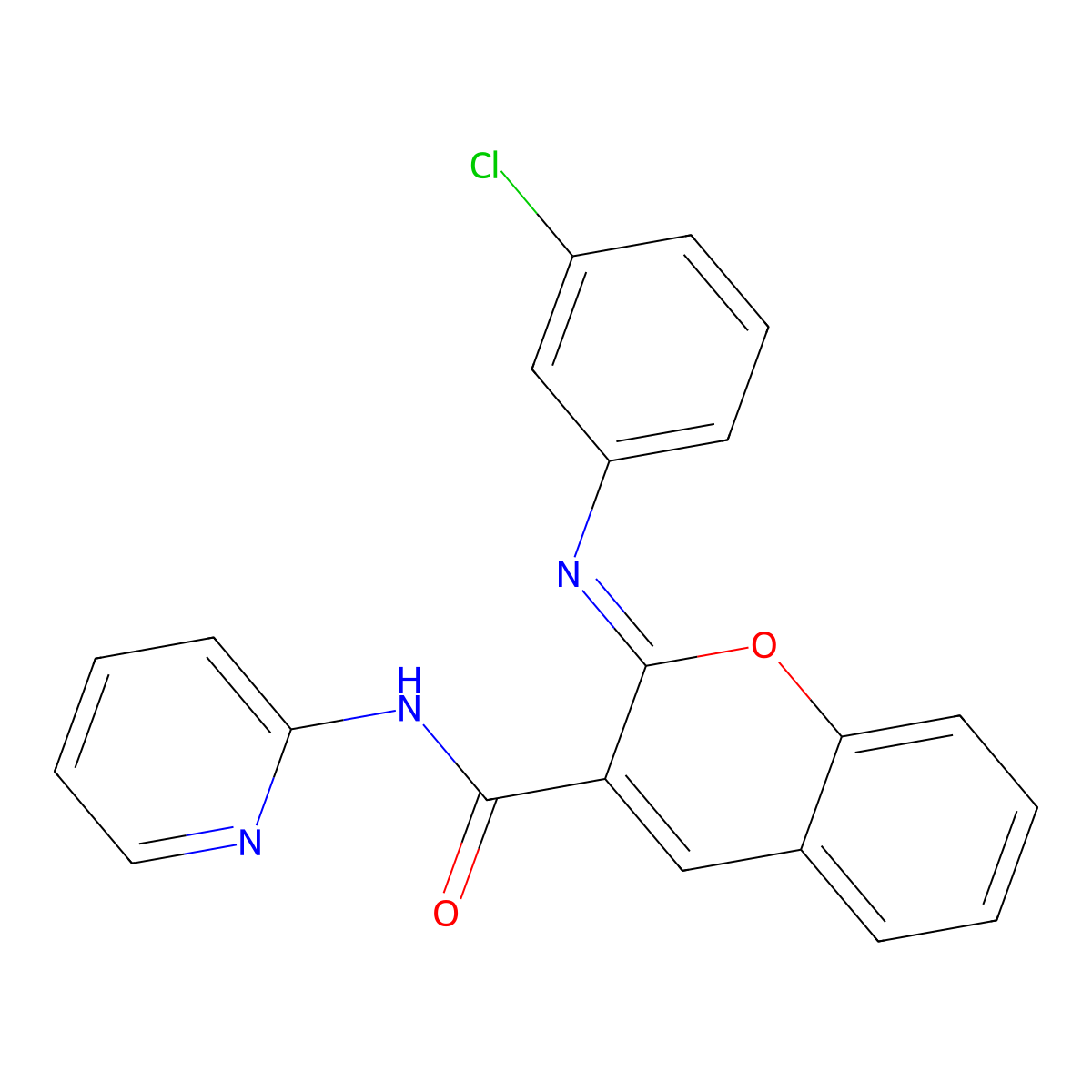 (2Z)-2-[(3-chlorophenyl)imino]-N-(pyridin-2-yl)-2H-chromene-3-carboxamide molecular structure, CAS 1327183-70-9