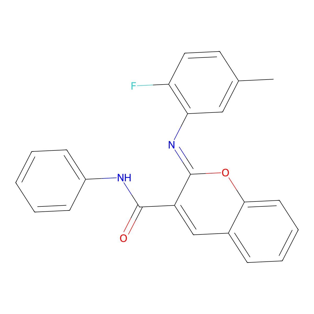 (2Z)-2-[(2-fluoro-5-methylphenyl)imino]-N-phenyl-2H-chromene-3-carboxamide molecular structure, CAS 1327183-78-7