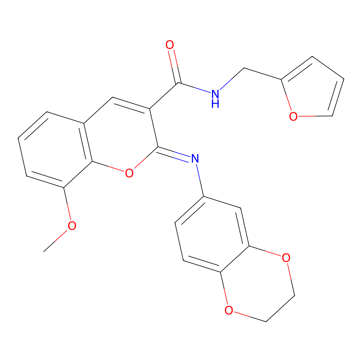 (2Z)-2-[(2,3-dihydro-1,4-benzodioxin-6-yl)imino]-N-[(furan-2-yl)methyl]-8-methoxy-2H-chromene-3-carboxamide molecular structure, CAS 1327183-83-4