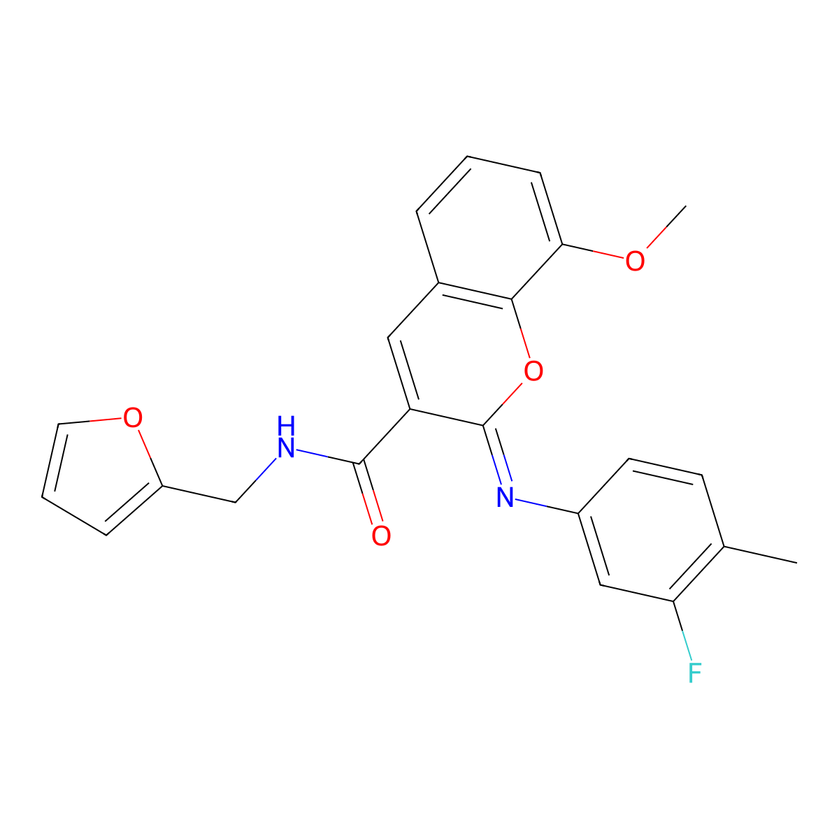 (2Z)-2-[(3-fluoro-4-methylphenyl)imino]-N-(furan-2-ylmethyl)-8-methoxy-2H-chromene-3-carboxamide molecular structure, CAS 1327184-01-9