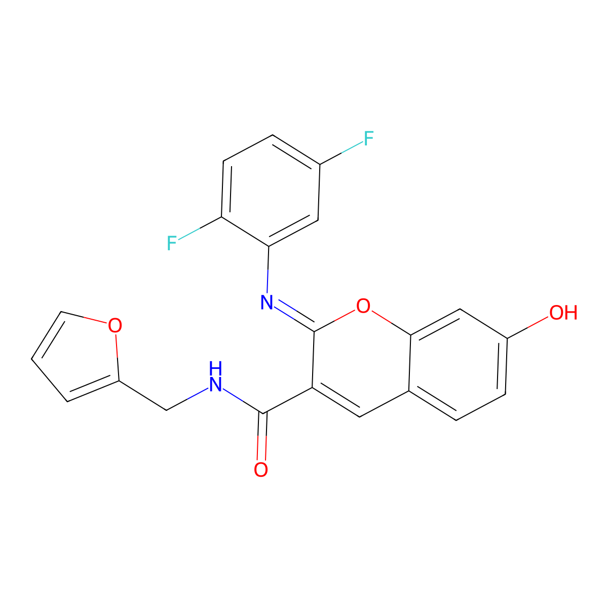 (2Z)-2-[(2,5-difluorophenyl)imino]-N-(furan-2-ylmethyl)-7-hydroxy-2H-chromene-3-carboxamide molecular structure, CAS 1327184-02-0