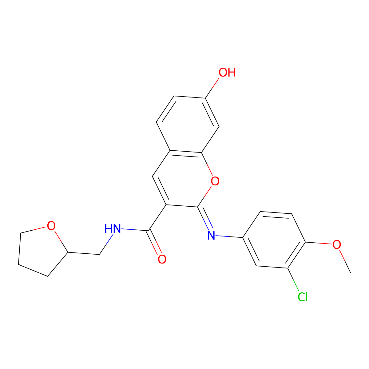 (2Z)-2-[(3-chloro-4-methoxyphenyl)imino]-7-hydroxy-N-(tetrahydrofuran-2-ylmethyl)-2H-chromene-3-carboxamide molecular structure, CAS 1327184-05-3