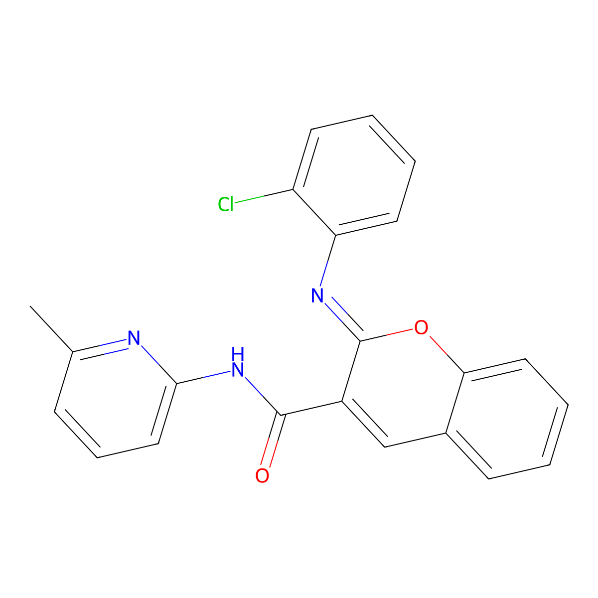 (2Z)-2-[(2-chlorophenyl)imino]-N-(6-methylpyridin-2-yl)-2H-chromene-3-carboxamide molecular structure, CAS 1327184-49-5