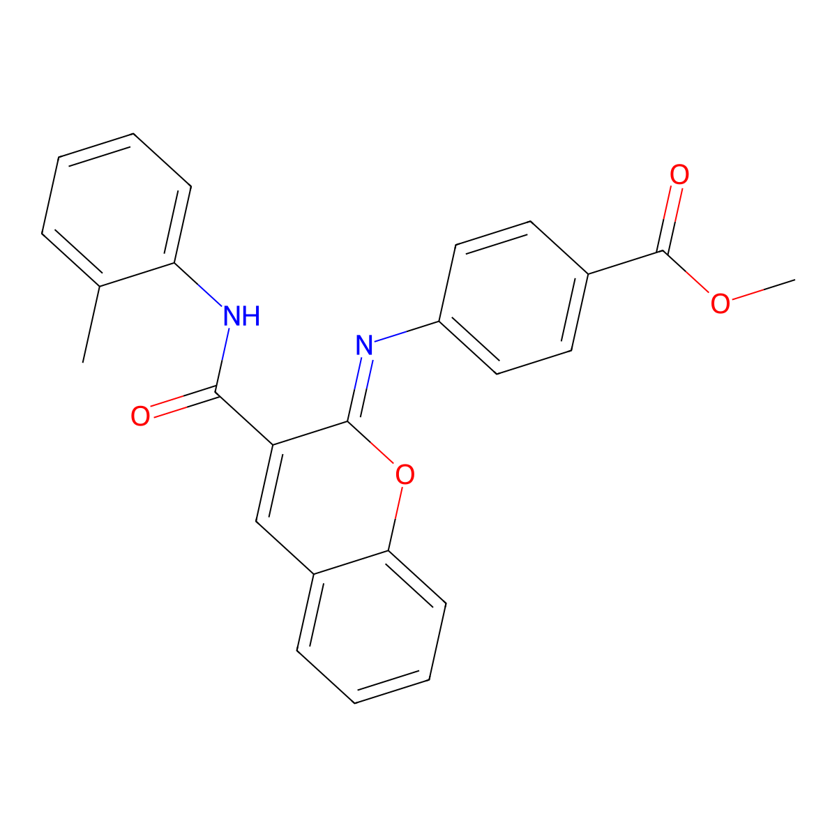 methyl 4-{[(2Z)-3-[(2-methylphenyl)carbamoyl]-2H-chromen-2-ylidene]amino}benzoate molecular structure, CAS 1327184-55-3