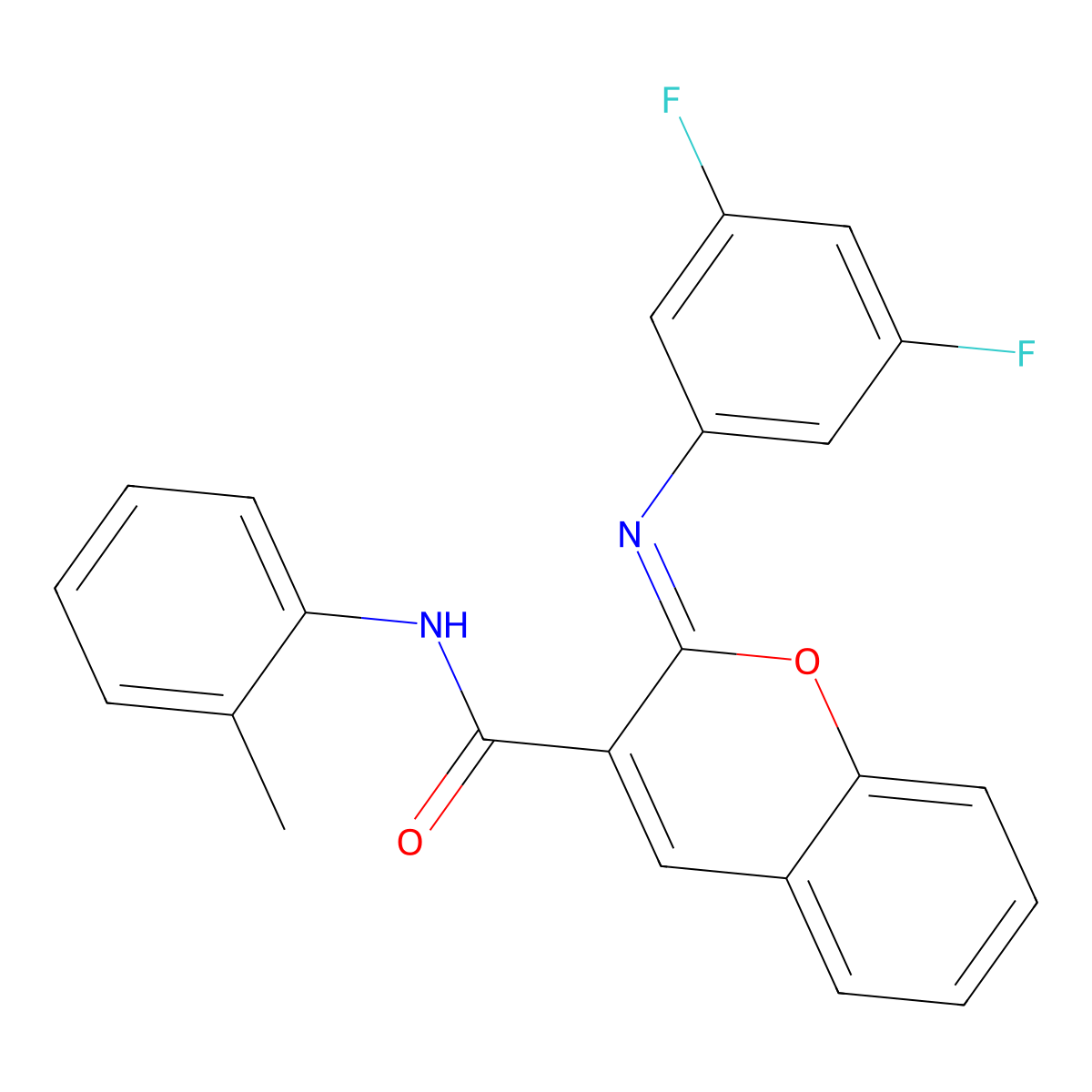 (2Z)-2-[(3,5-difluorophenyl)imino]-N-(2-methylphenyl)-2H-chromene-3-carboxamide molecular structure, CAS 1327184-60-0