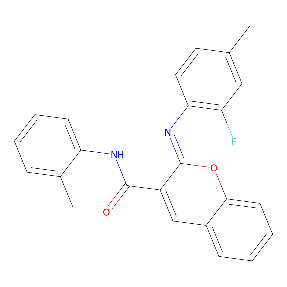 (2Z)-2-[(2-fluoro-4-methylphenyl)imino]-N-(2-methylphenyl)-2H-chromene-3-carboxamide molecular structure, CAS 1327184-64-4