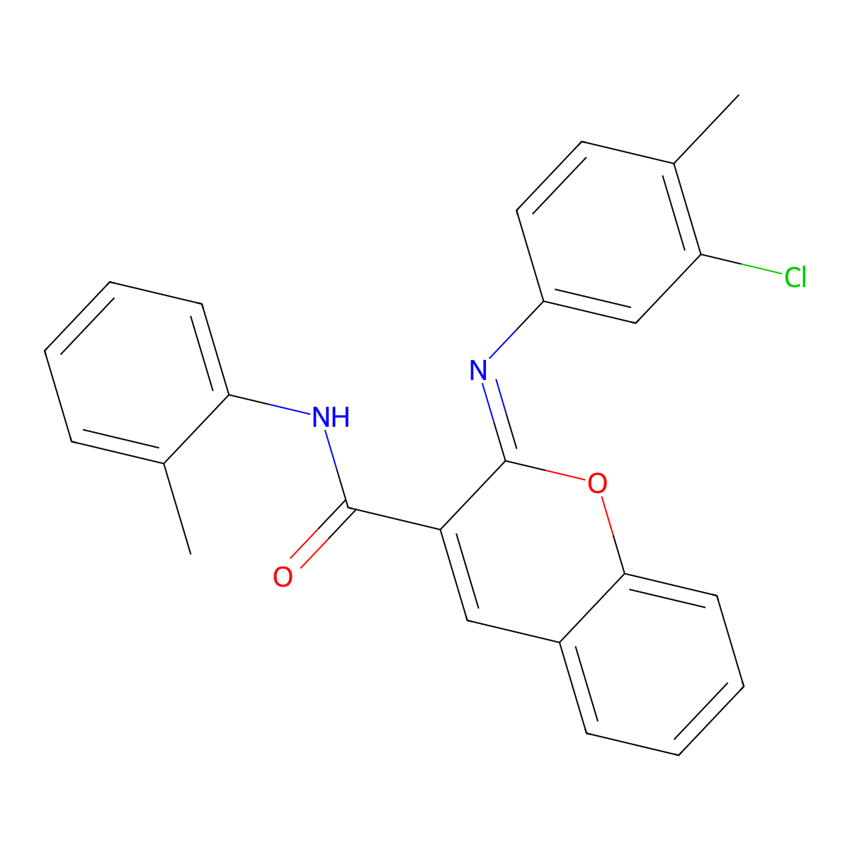 (2Z)-2-[(3-chloro-4-methylphenyl)imino]-N-(2-methylphenyl)-2H-chromene-3-carboxamide molecular structure, CAS 1327184-65-5