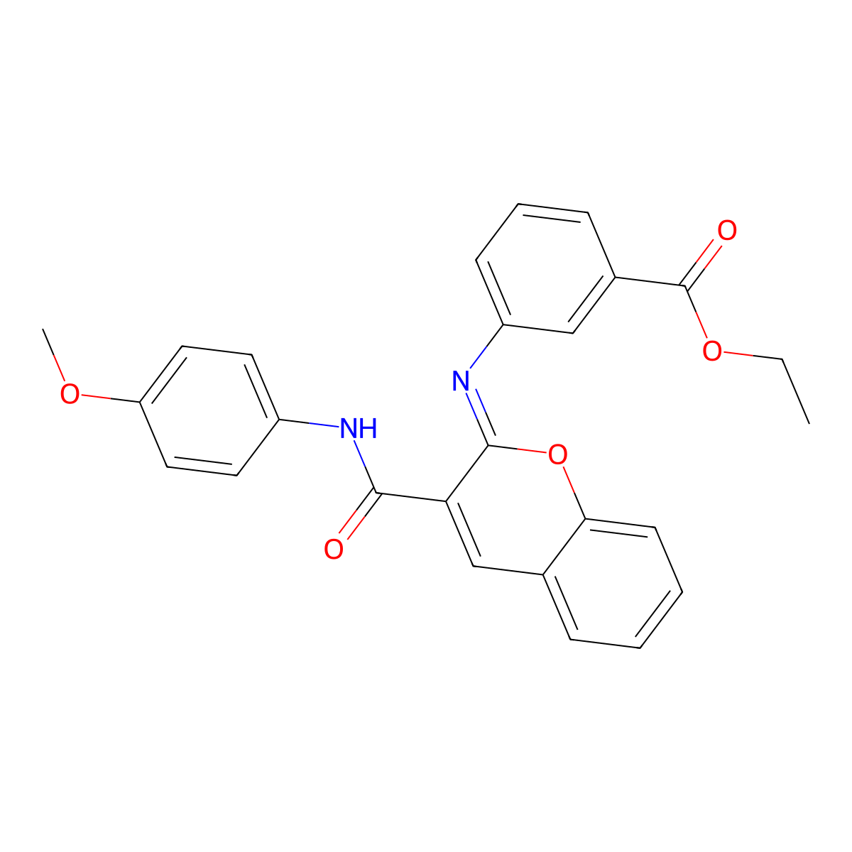 ethyl 3-{[(2Z)-3-[(4-methoxyphenyl)carbamoyl]-2H-chromen-2-ylidene]amino}benzoate molecular structure, CAS 1327184-77-9
