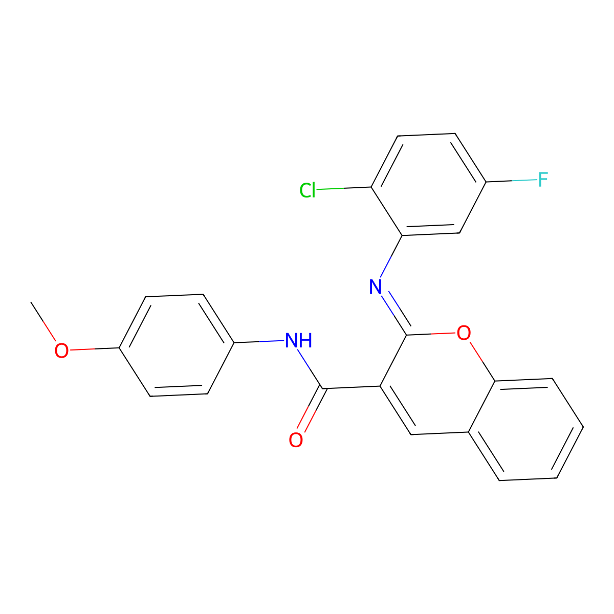 (2Z)-2-[(2-chloro-5-fluorophenyl)imino]-N-(4-methoxyphenyl)-2H-chromene-3-carboxamide molecular structure, CAS 1327184-78-0