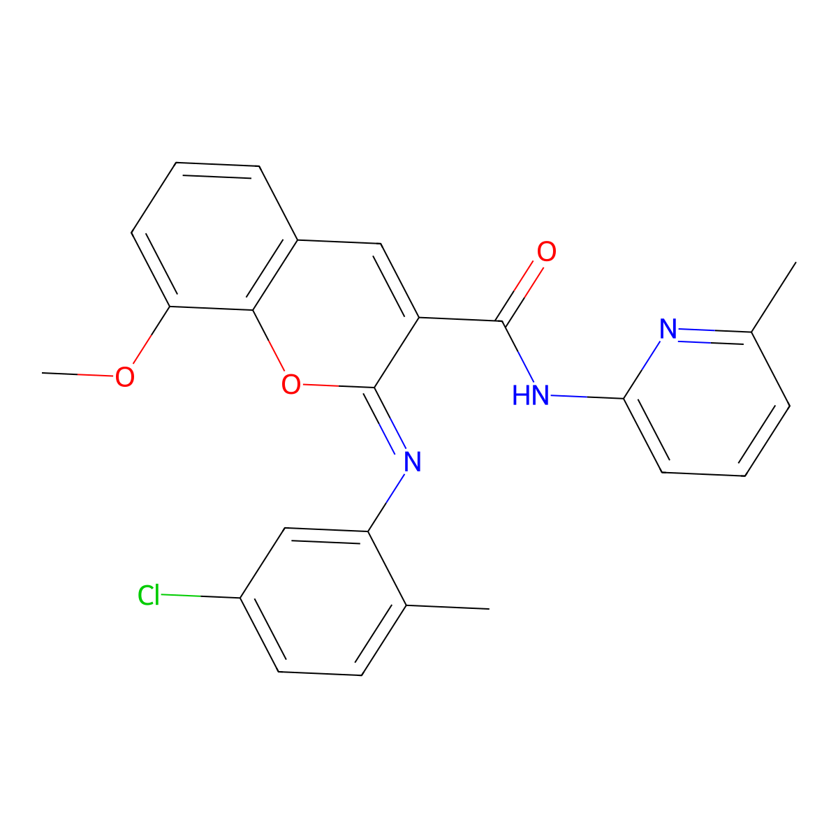 (2Z)-2-[(5-chloro-2-methylphenyl)imino]-8-methoxy-N-(6-methylpyridin-2-yl)-2H-chromene-3-carboxamide molecular structure, CAS 1327185-05-6