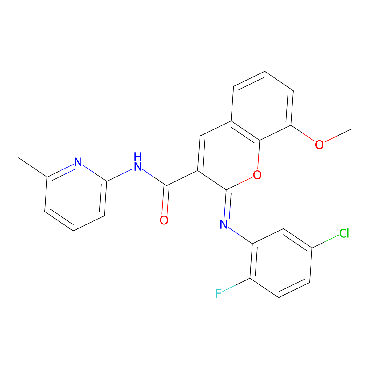 (2Z)-2-[(5-chloro-2-fluorophenyl)imino]-8-methoxy-N-(6-methylpyridin-2-yl)-2H-chromene-3-carboxamide molecular structure, CAS 1327185-07-8