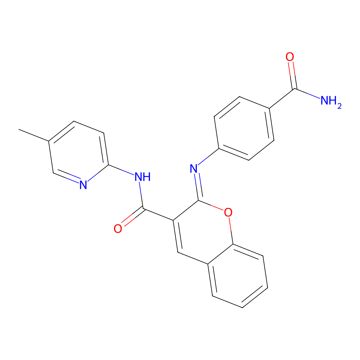 (2Z)-2-[(4-carbamoylphenyl)imino]-N-(5-methylpyridin-2-yl)-2H-chromene-3-carboxamide molecular structure, CAS 1327185-12-5