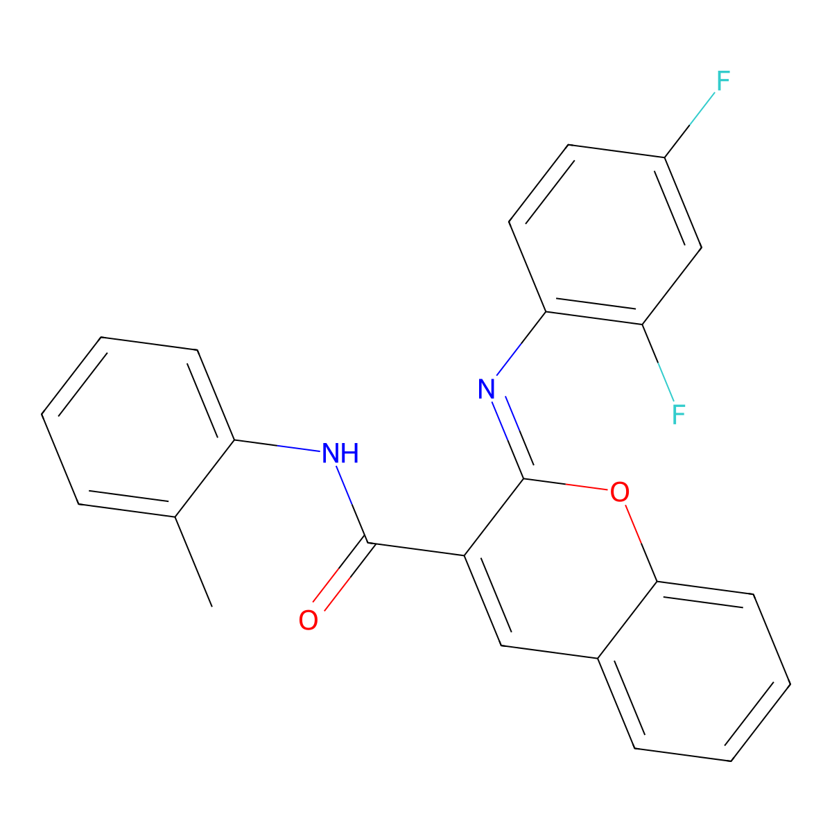 (2Z)-2-[(2,4-difluorophenyl)imino]-N-(2-methylphenyl)-2H-chromene-3-carboxamide molecular structure, CAS 1327185-19-2
