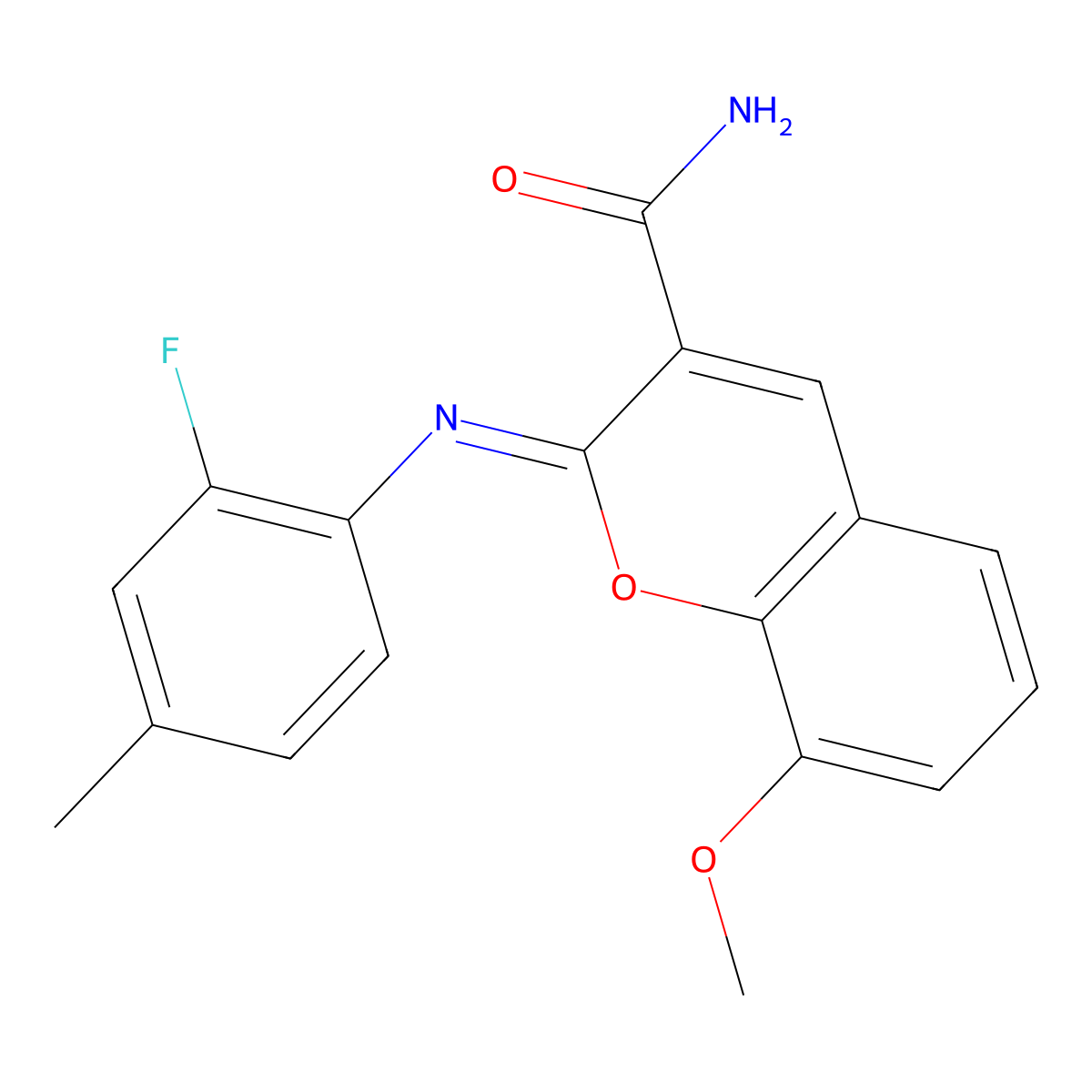 (2Z)-2-[(2-fluoro-4-methylphenyl)imino]-8-methoxy-2H-chromene-3-carboxamide molecular structure, CAS 1327185-47-6