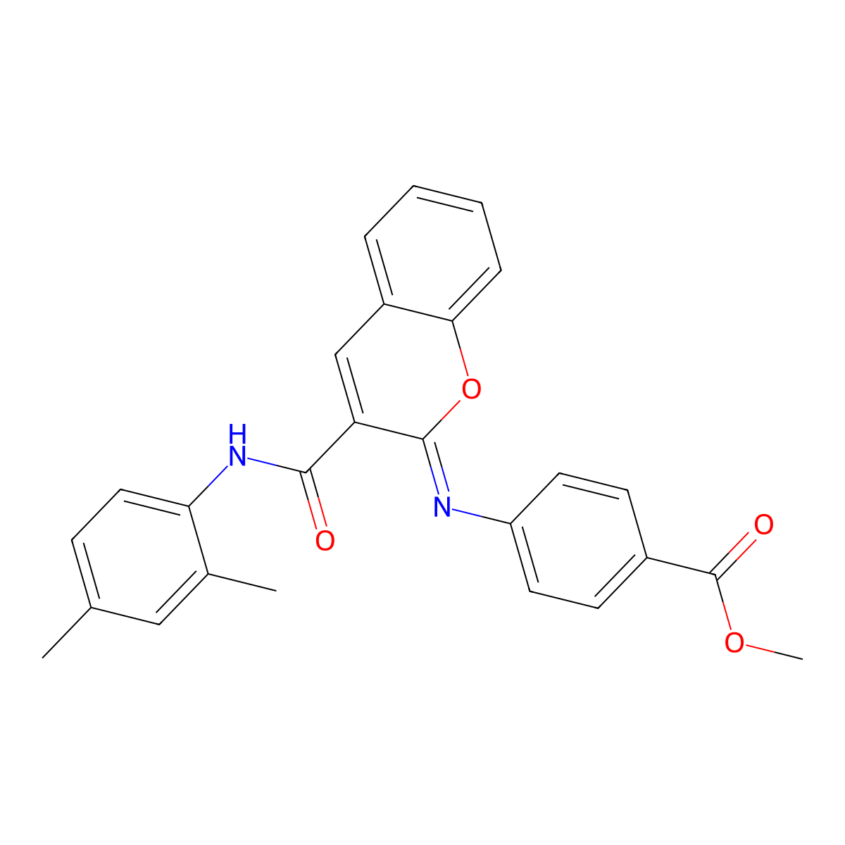methyl 4-{[(2Z)-3-[(2,4-dimethylphenyl)carbamoyl]-2H-chromen-2-ylidene]amino}benzoate molecular structure, CAS 1327185-52-3