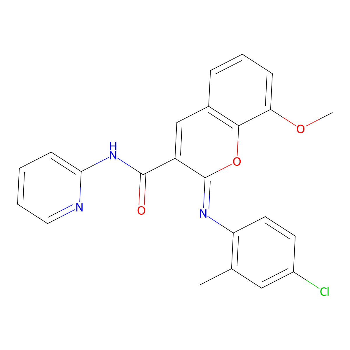 (2Z)-2-[(4-chloro-2-methylphenyl)imino]-8-methoxy-N-(pyridin-2-yl)-2H-chromene-3-carboxamide molecular structure, CAS 1327185-77-2