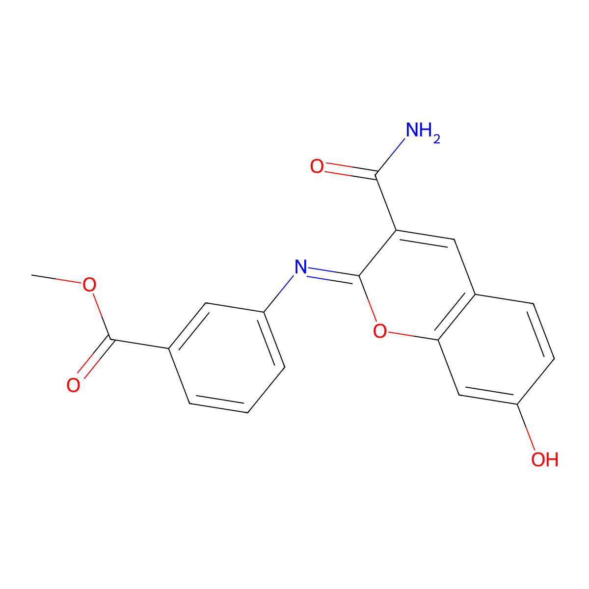methyl 3-{[(2Z)-3-carbamoyl-7-hydroxy-2H-chromen-2-ylidene]amino}benzoate molecular structure, CAS 1327185-80-7