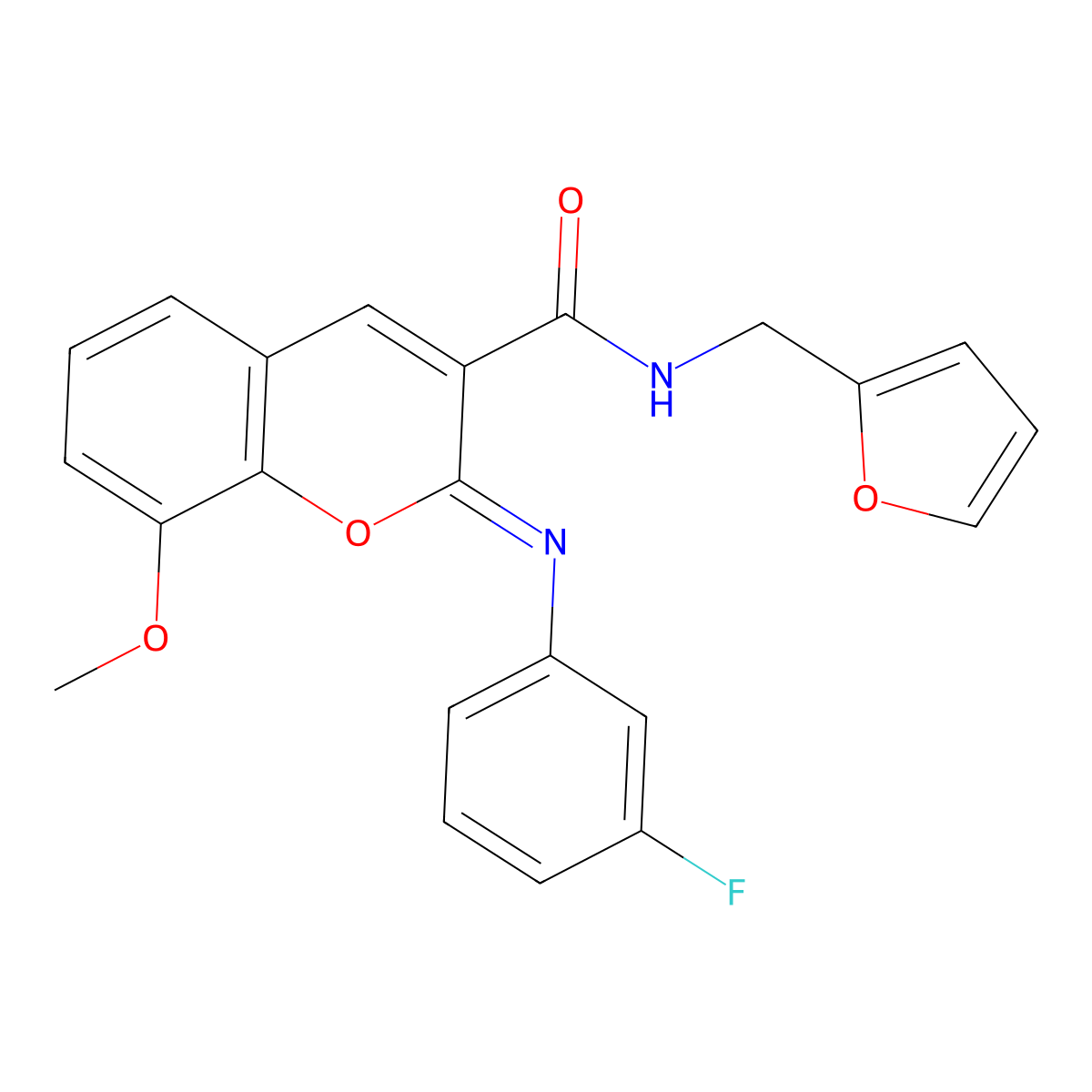 (2Z)-2-[(3-fluorophenyl)imino]-N-(furan-2-ylmethyl)-8-methoxy-2H-chromene-3-carboxamide molecular structure, CAS 1327185-89-6