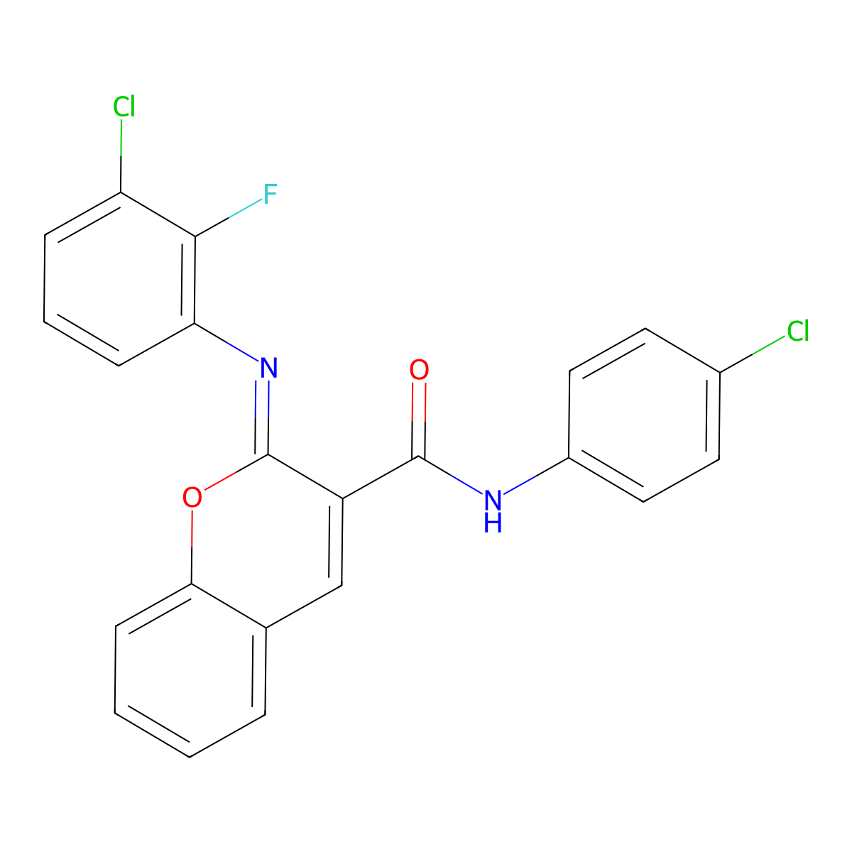 (2Z)-2-[(3-chloro-2-fluorophenyl)imino]-N-(4-chlorophenyl)-2H-chromene-3-carboxamide molecular structure, CAS 1327186-02-6