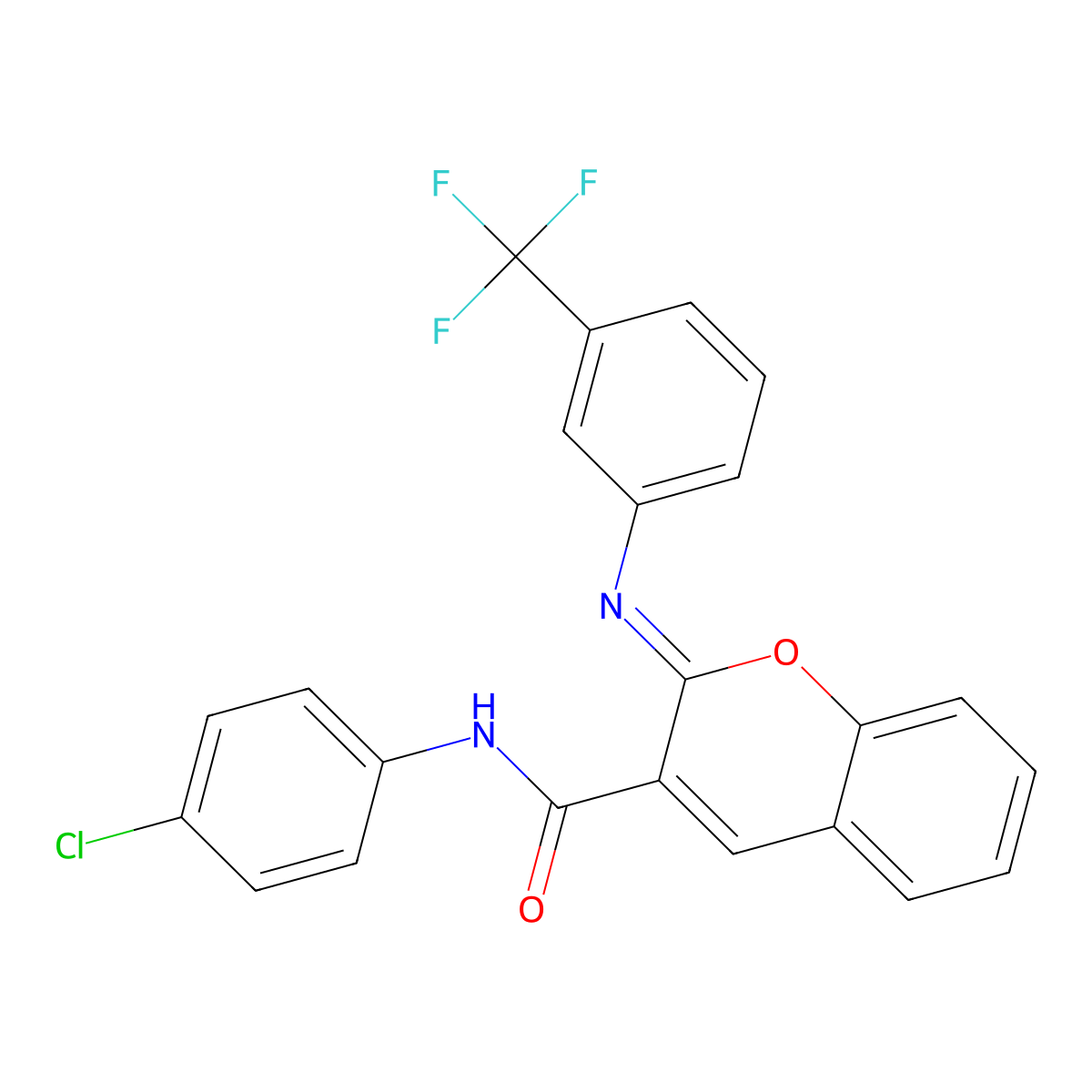 (2Z)-N-(4-chlorophenyl)-2-{[3-(trifluoromethyl)phenyl]imino}-2H-chromene-3-carboxamide molecular structure, CAS 1327186-03-7