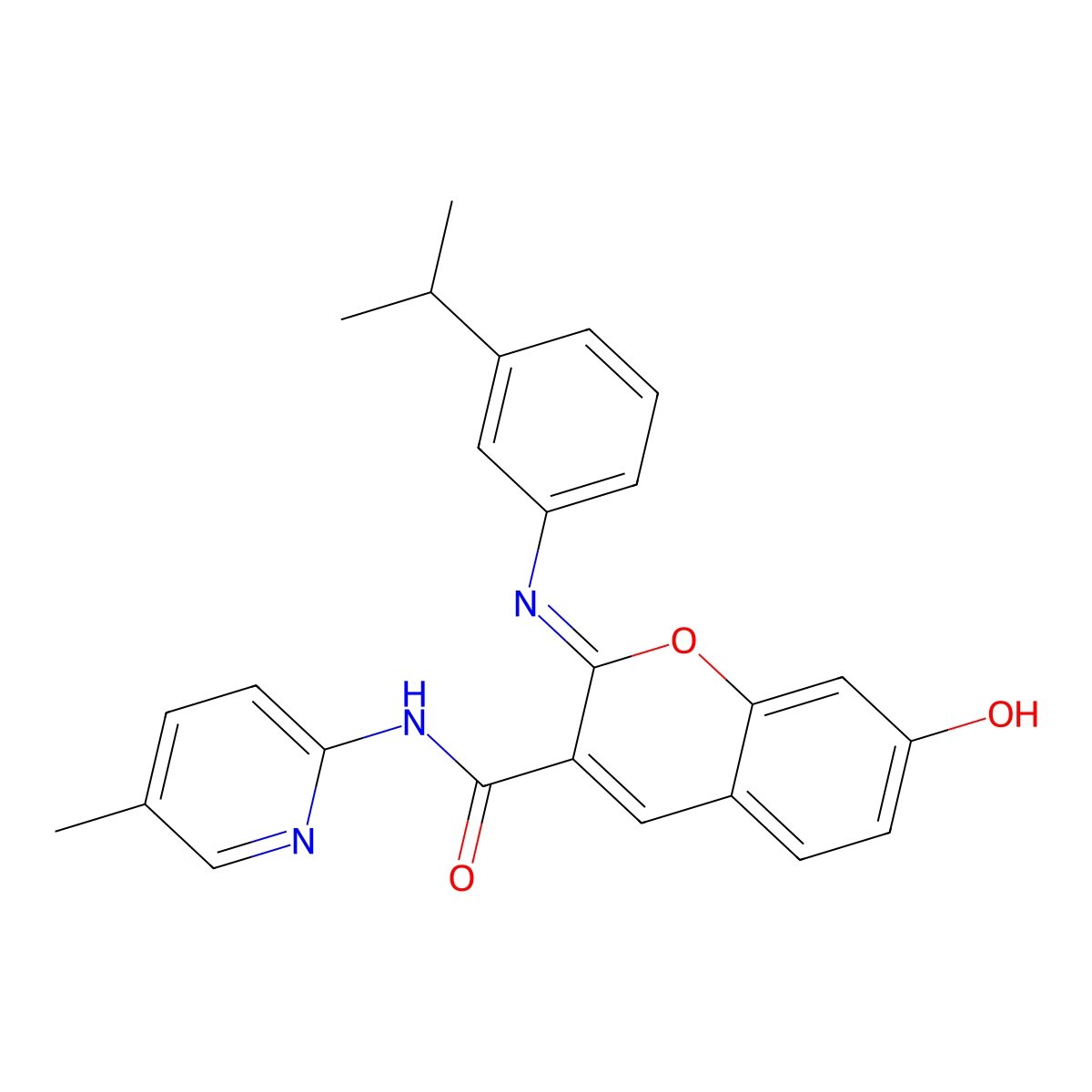 (2Z)-7-hydroxy-N-(5-methylpyridin-2-yl)-2-{[3-(propan-2-yl)phenyl]imino}-2H-chromene-3-carboxamide molecular structure, CAS 1327186-08-2