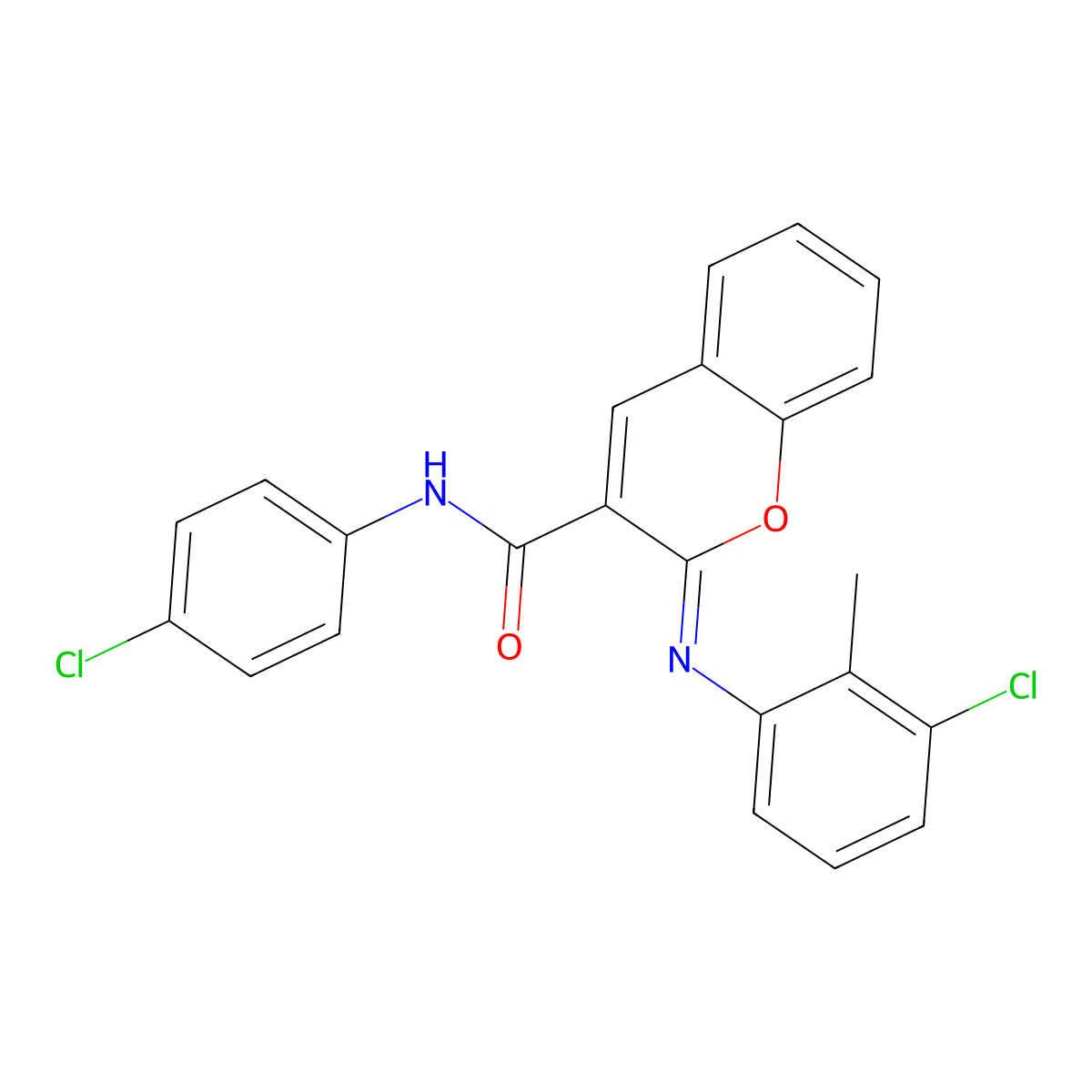 (2Z)-2-[(3-chloro-2-methylphenyl)imino]-N-(4-chlorophenyl)-2H-chromene-3-carboxamide molecular structure, CAS 1327186-29-7