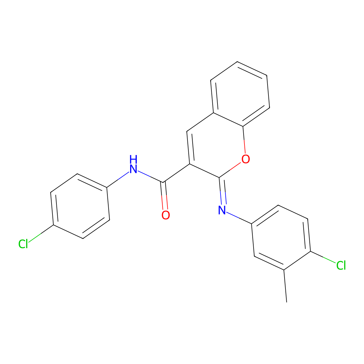 (2Z)-2-[(4-chloro-3-methylphenyl)imino]-N-(4-chlorophenyl)-2H-chromene-3-carboxamide molecular structure, CAS 1327186-33-3