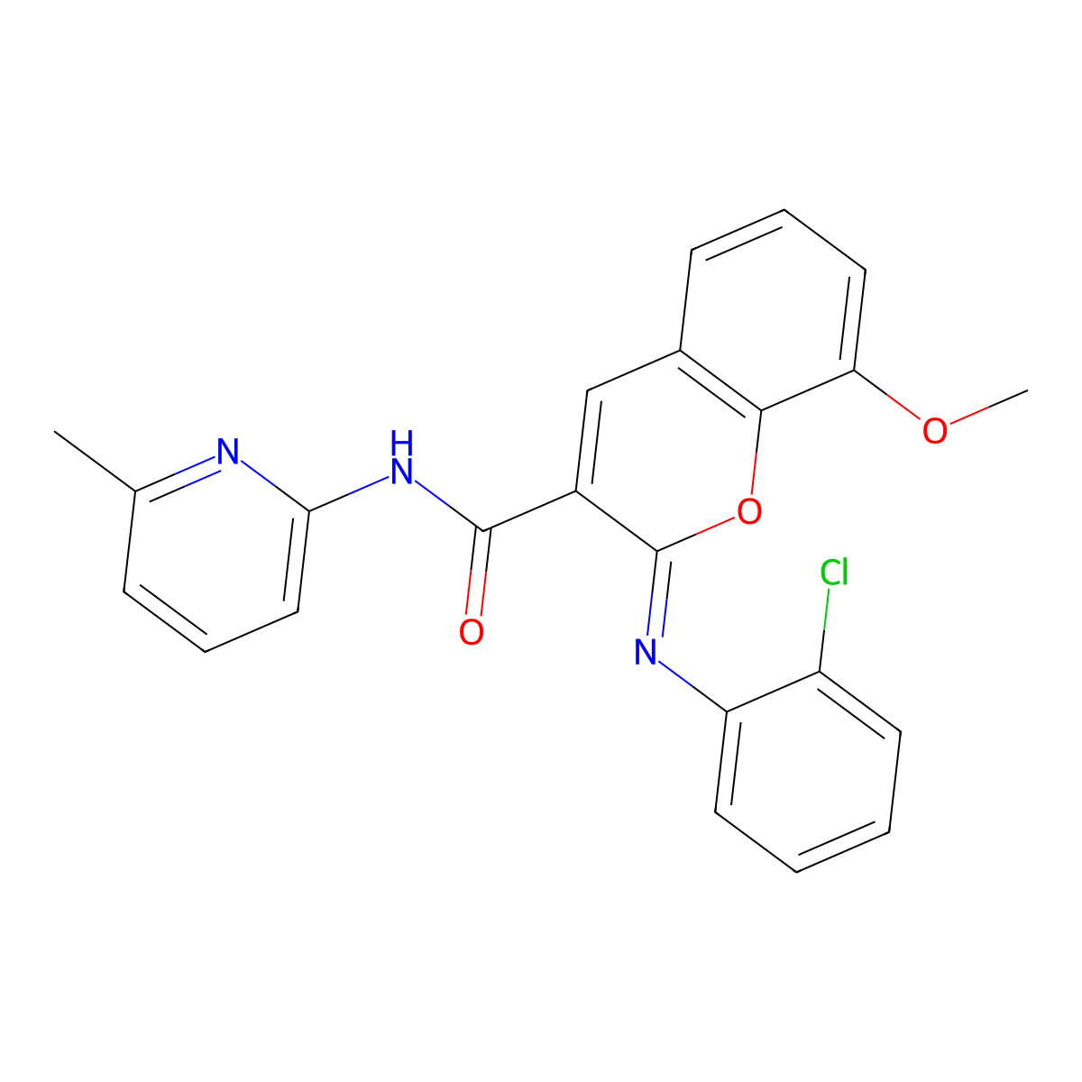 (2Z)-2-[(2-chlorophenyl)imino]-8-methoxy-N-(6-methylpyridin-2-yl)-2H-chromene-3-carboxamide molecular structure, CAS 1327186-50-4