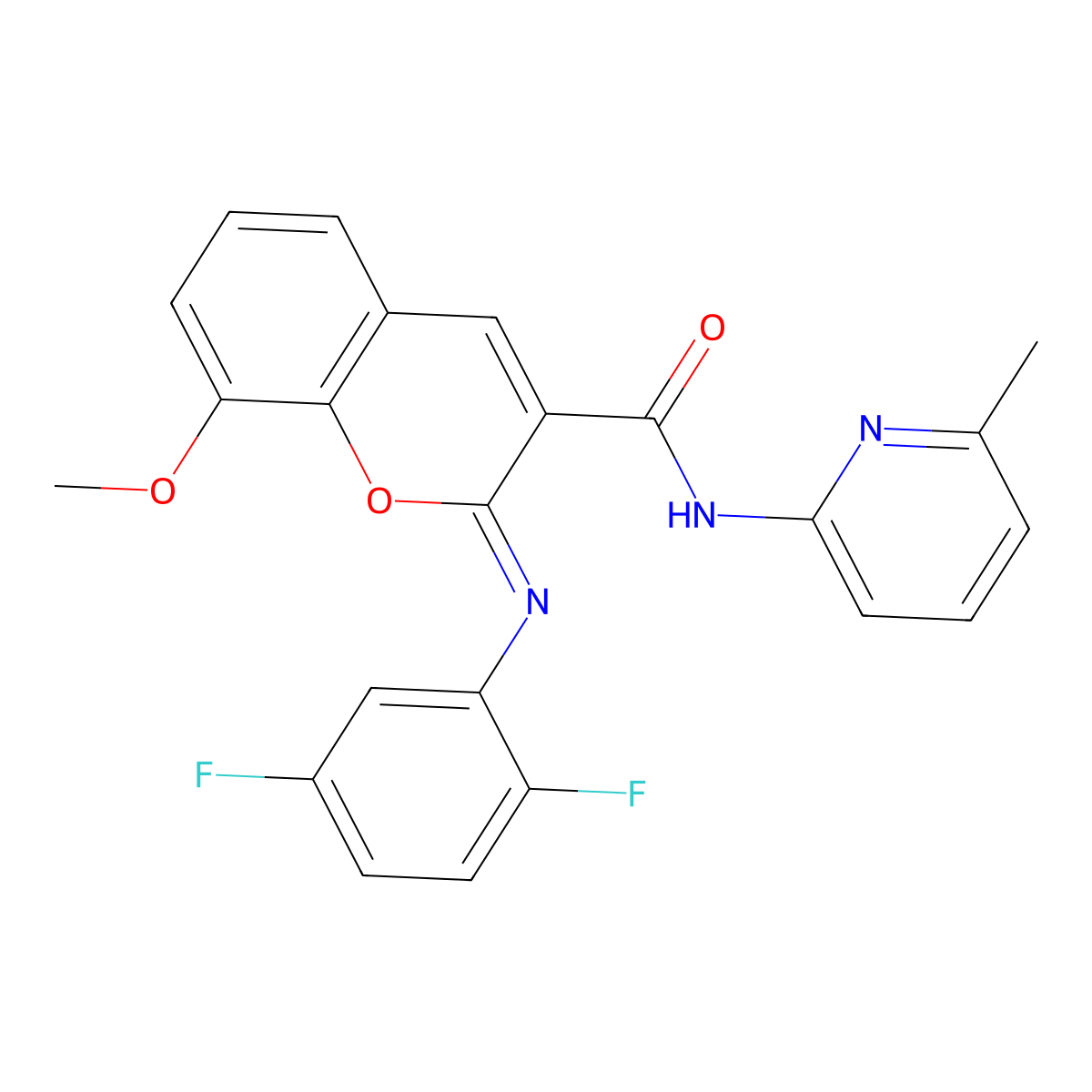 (2Z)-2-[(2,5-difluorophenyl)imino]-8-methoxy-N-(6-methylpyridin-2-yl)-2H-chromene-3-carboxamide molecular structure, CAS 1327186-53-7
