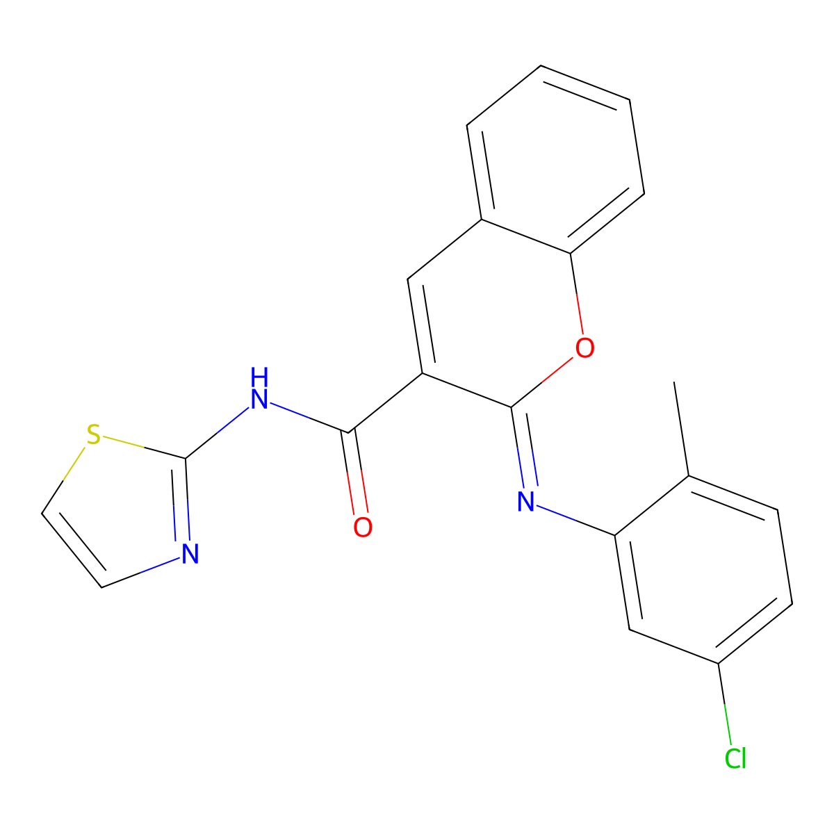 (2Z)-2-[(5-chloro-2-methylphenyl)imino]-N-(1,3-thiazol-2-yl)-2H-chromene-3-carboxamide molecular structure, CAS 1327186-65-1