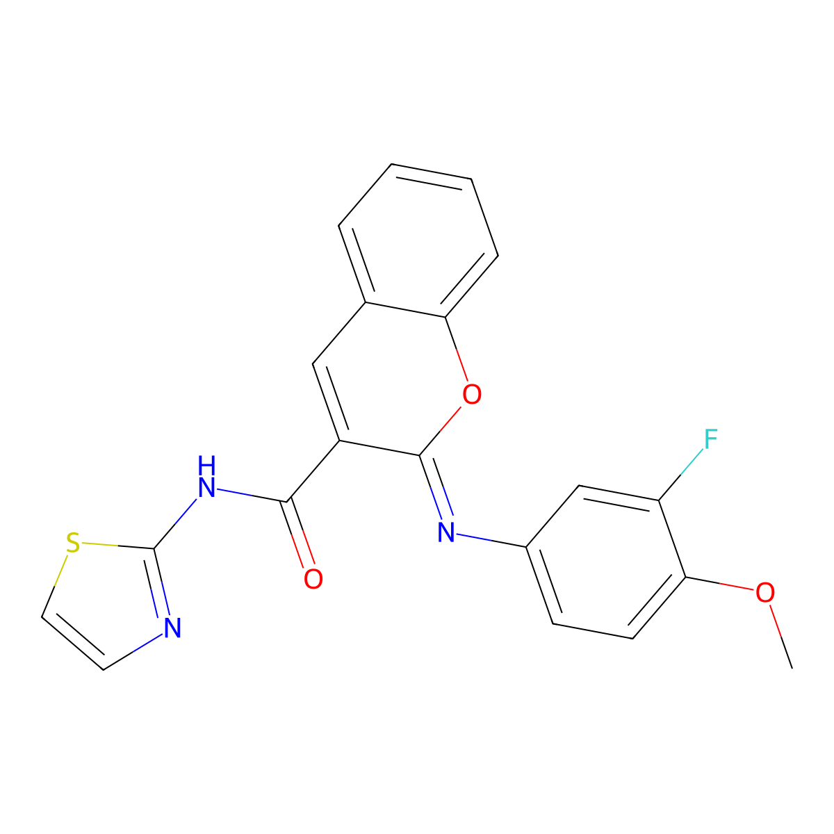 (2Z)-2-[(3-fluoro-4-methoxyphenyl)imino]-N-(1,3-thiazol-2-yl)-2H-chromene-3-carboxamide molecular structure, CAS 1327186-69-5