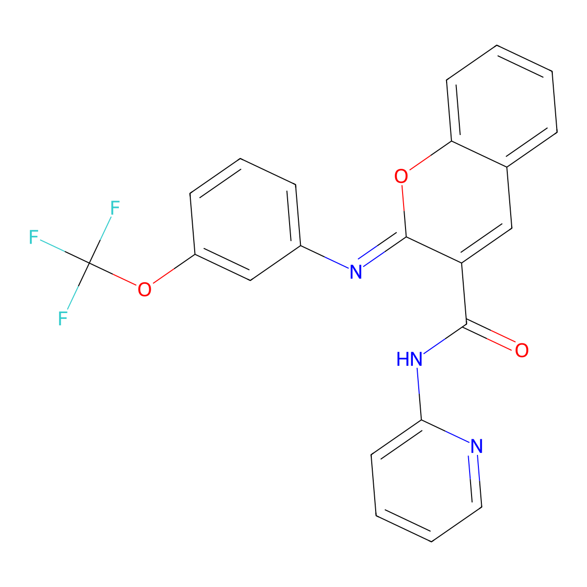 (2Z)-N-(pyridin-2-yl)-2-{[3-(trifluoromethoxy)phenyl]imino}-2H-chromene-3-carboxamide molecular structure, CAS 1327186-79-7