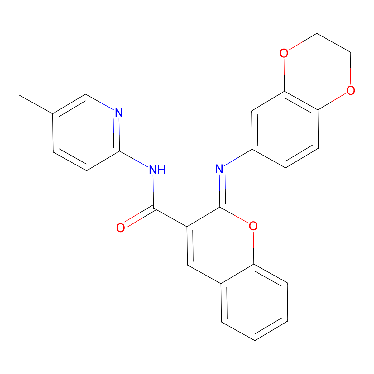 (2Z)-2-(2,3-dihydro-1,4-benzodioxin-6-ylimino)-N-(5-methylpyridin-2-yl)-2H-chromene-3-carboxamide molecular structure, CAS 1327186-89-9