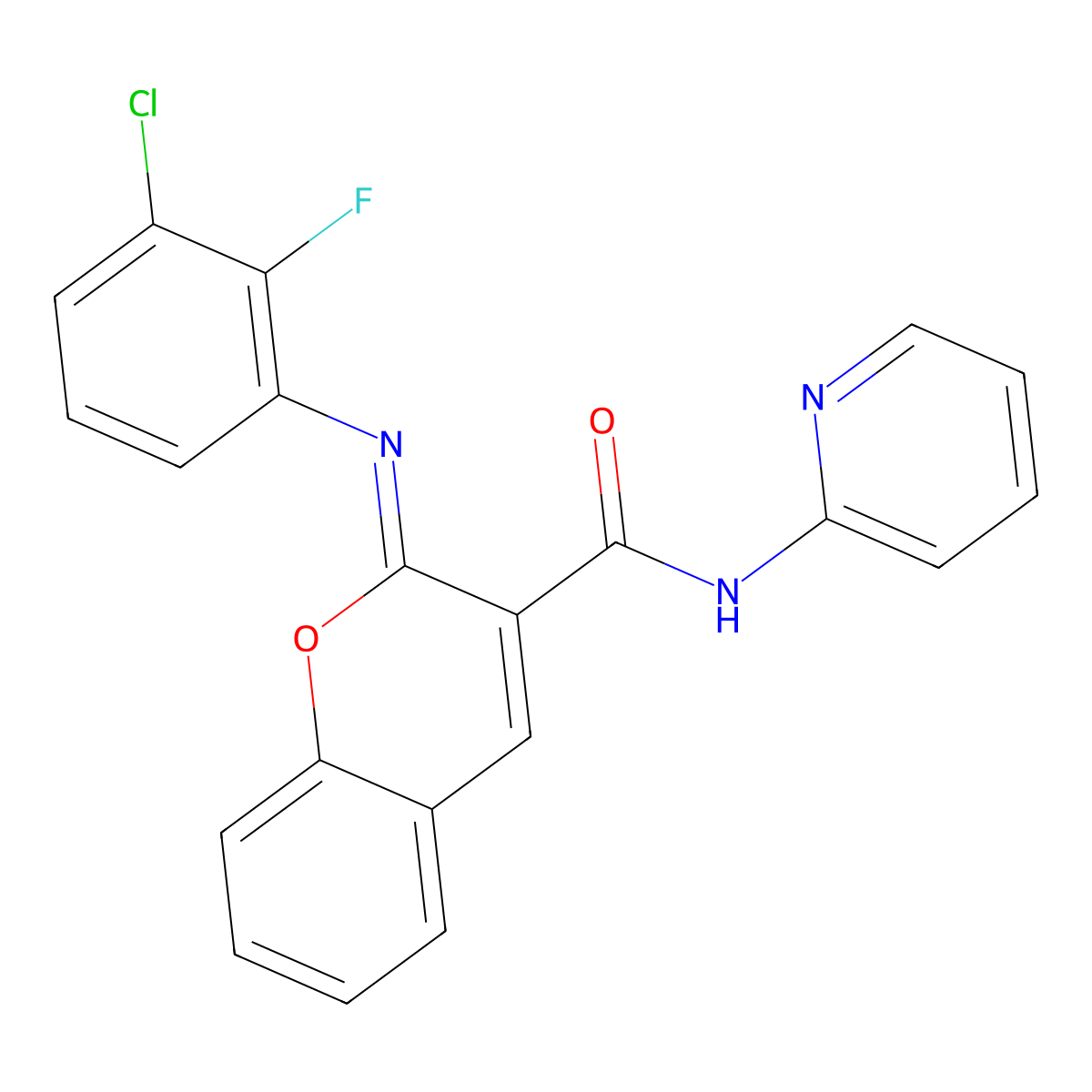 (2Z)-2-[(3-chloro-2-fluorophenyl)imino]-N-(pyridin-2-yl)-2H-chromene-3-carboxamide molecular structure, CAS 1327187-05-2