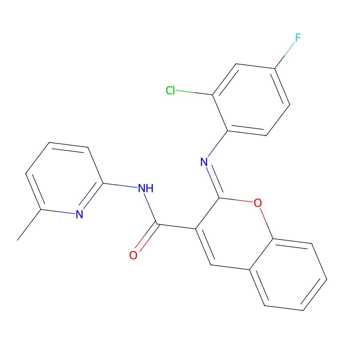 (2Z)-2-[(2-chloro-4-fluorophenyl)imino]-N-(6-methylpyridin-2-yl)-2H-chromene-3-carboxamide molecular structure, CAS 1327187-21-2
