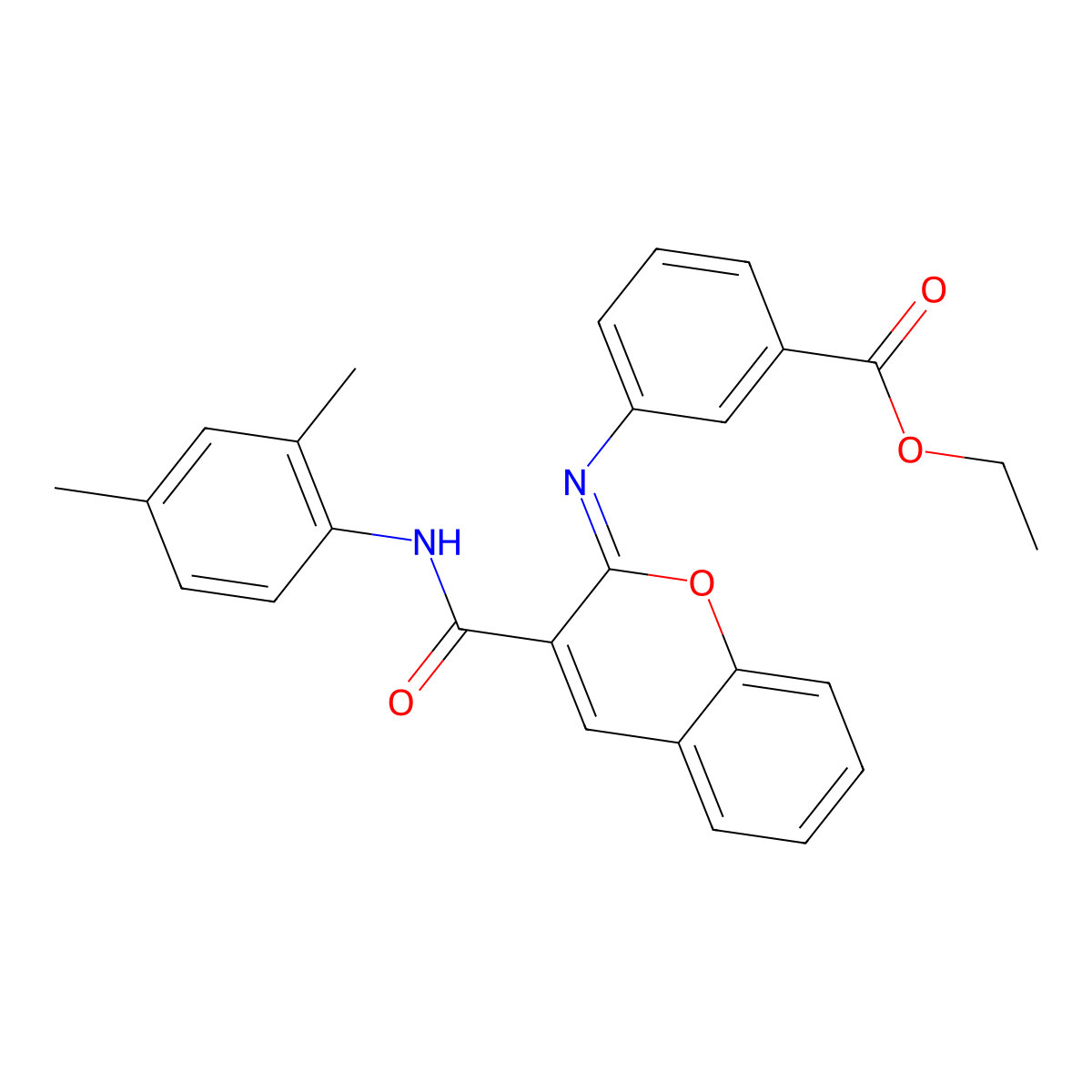 ethyl 3-({(2Z)-3-[(2,4-dimethylphenyl)carbamoyl]-2H-chromen-2-ylidene}amino)benzoate molecular structure, CAS 1327187-44-9